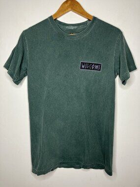 Welcome Skateboards All Seeing Eye T-Shirt Men's Small Green Washed Graphic Tee